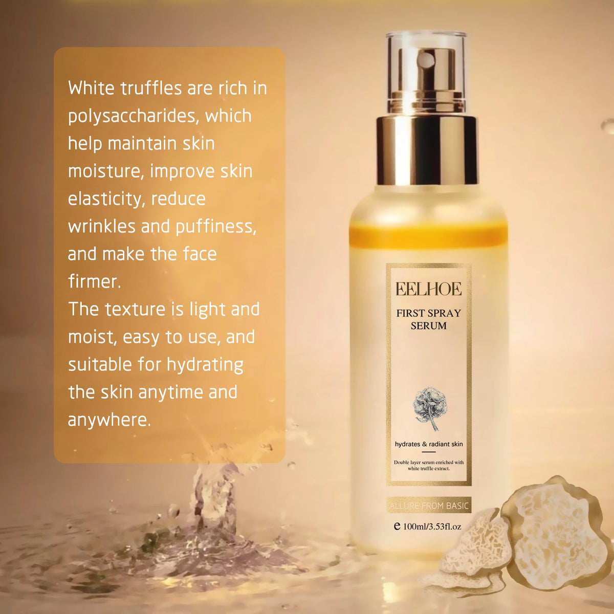 Facial Serum White Truffle Moisturizing Spray Melanin Correcting Glow Serum Fade Dark Spot Shrink Pores Brightening Skin Care