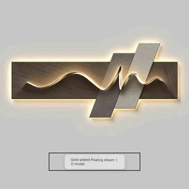 Modern wall art with wavy design on a light gray background
