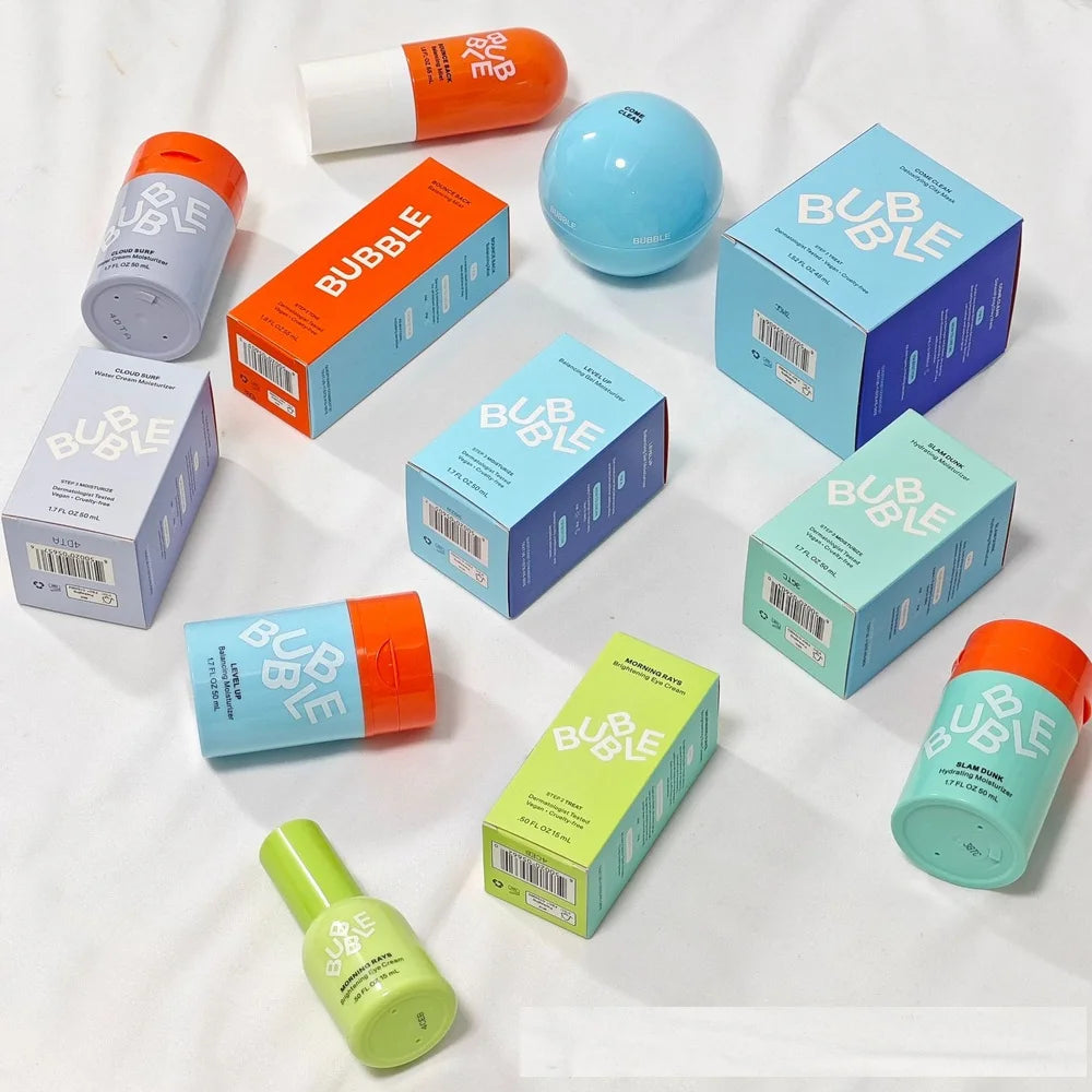 BUBBLE Hydrating Balancing Skincare Kit - For Daily Care - SLAM DUNK & LEVEL UP & CLOUD SURF Moisturizer, Balancing Mist Toner