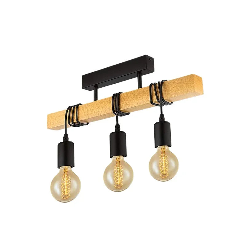 Retro Wood Art Chandelier - Winding Ceiling Light for Living & Dining