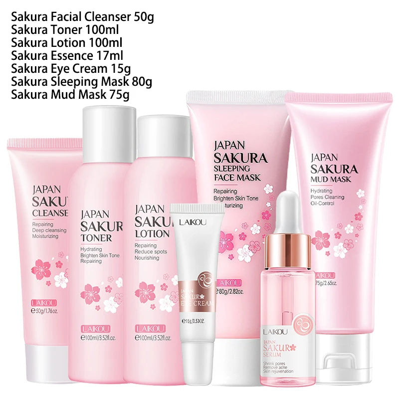 9-Piece Sakura Skincare Set - Complete Korean Beauty Routine
