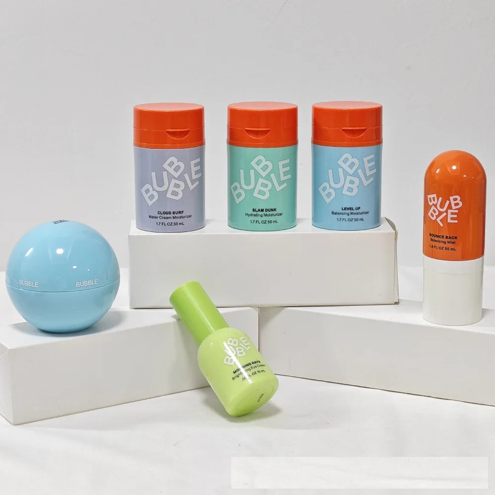 BUBBLE Hydrating Balancing Skincare Kit - For Daily Care - SLAM DUNK & LEVEL UP & CLOUD SURF Moisturizer, Balancing Mist Toner