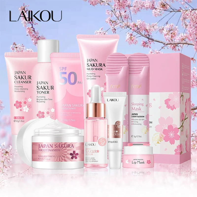 9-Piece Sakura Skincare Set - Complete Korean Beauty Routine