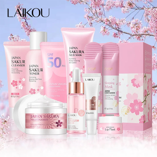 9-Piece Sakura Skincare Set - Complete Korean Beauty Routine