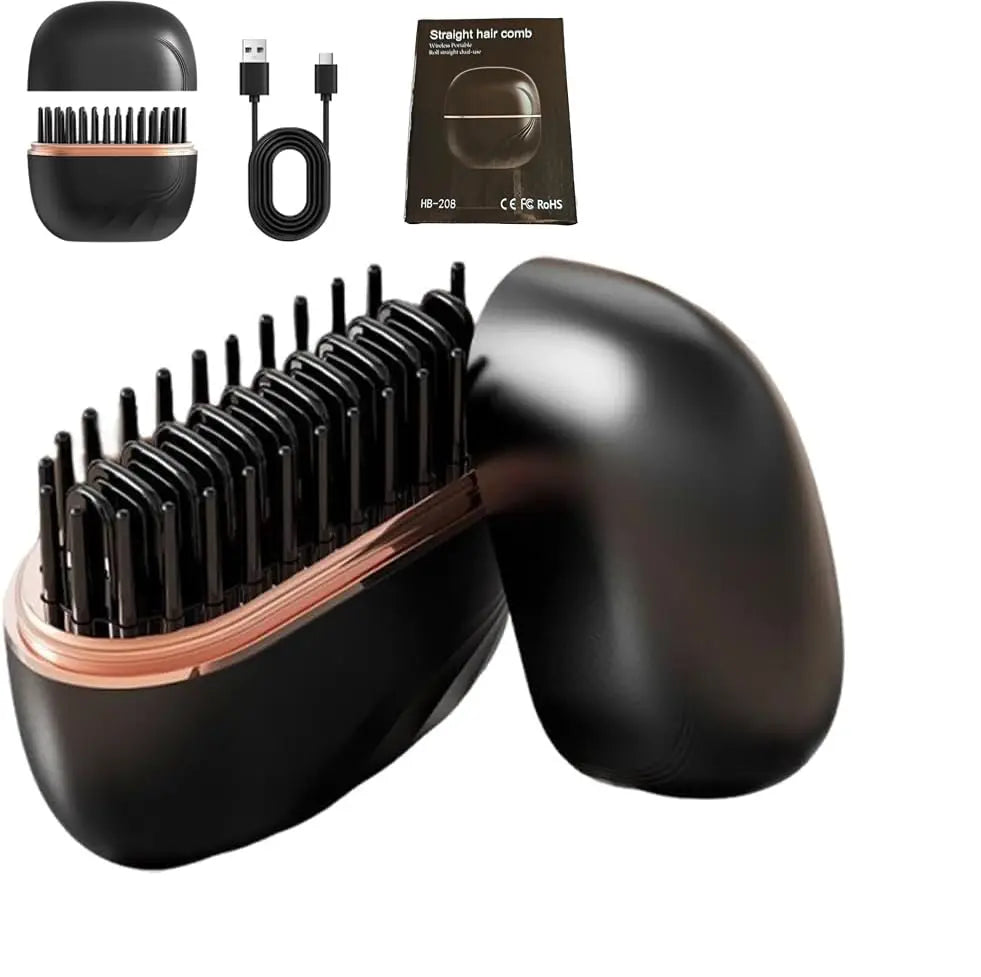 Black and rose gold hair styling tool with accessories