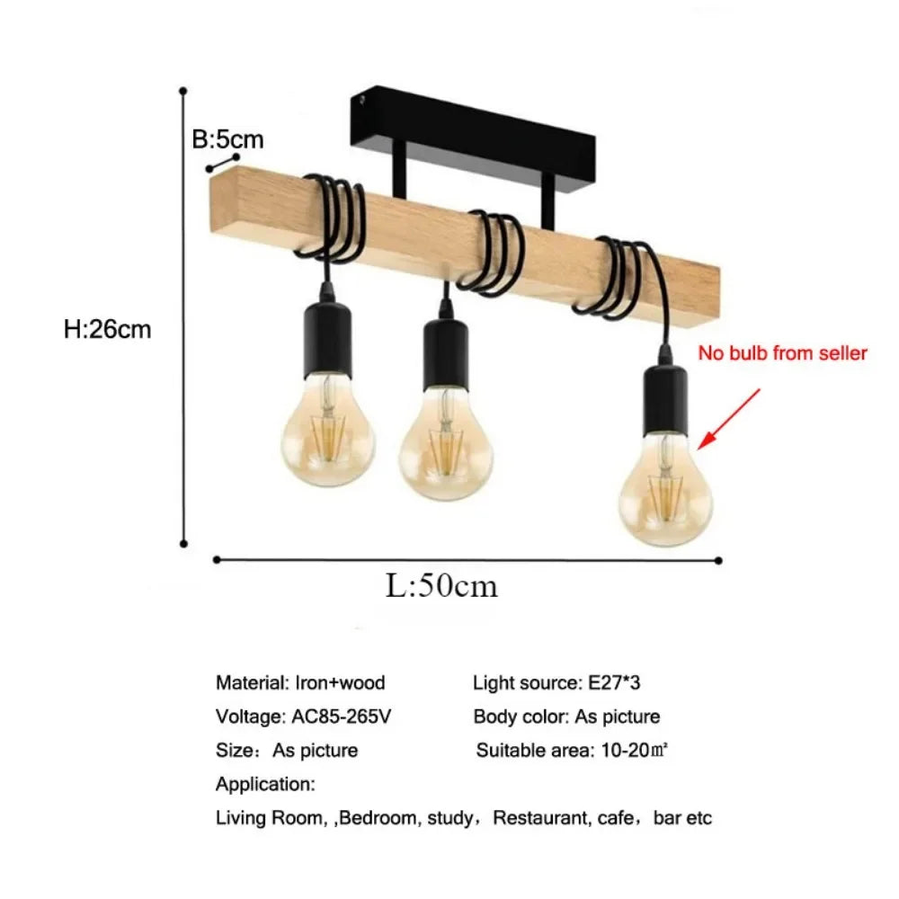 Retro Wood Art Chandelier - Winding Ceiling Light for Living & Dining