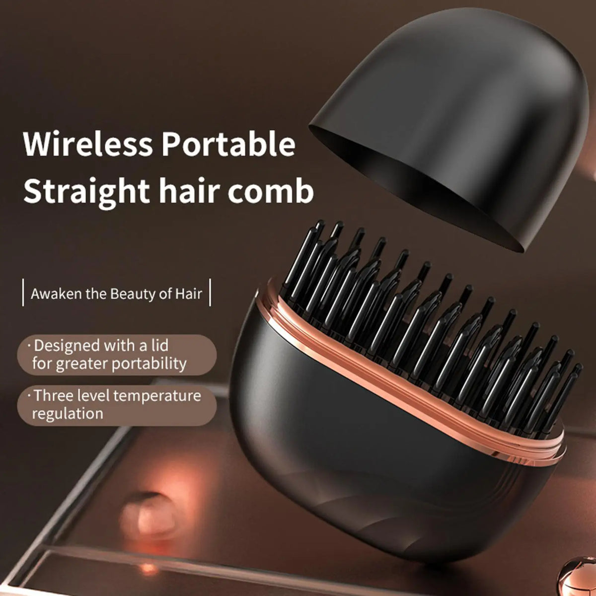 Cordless Hair Straightener Brush - Portable