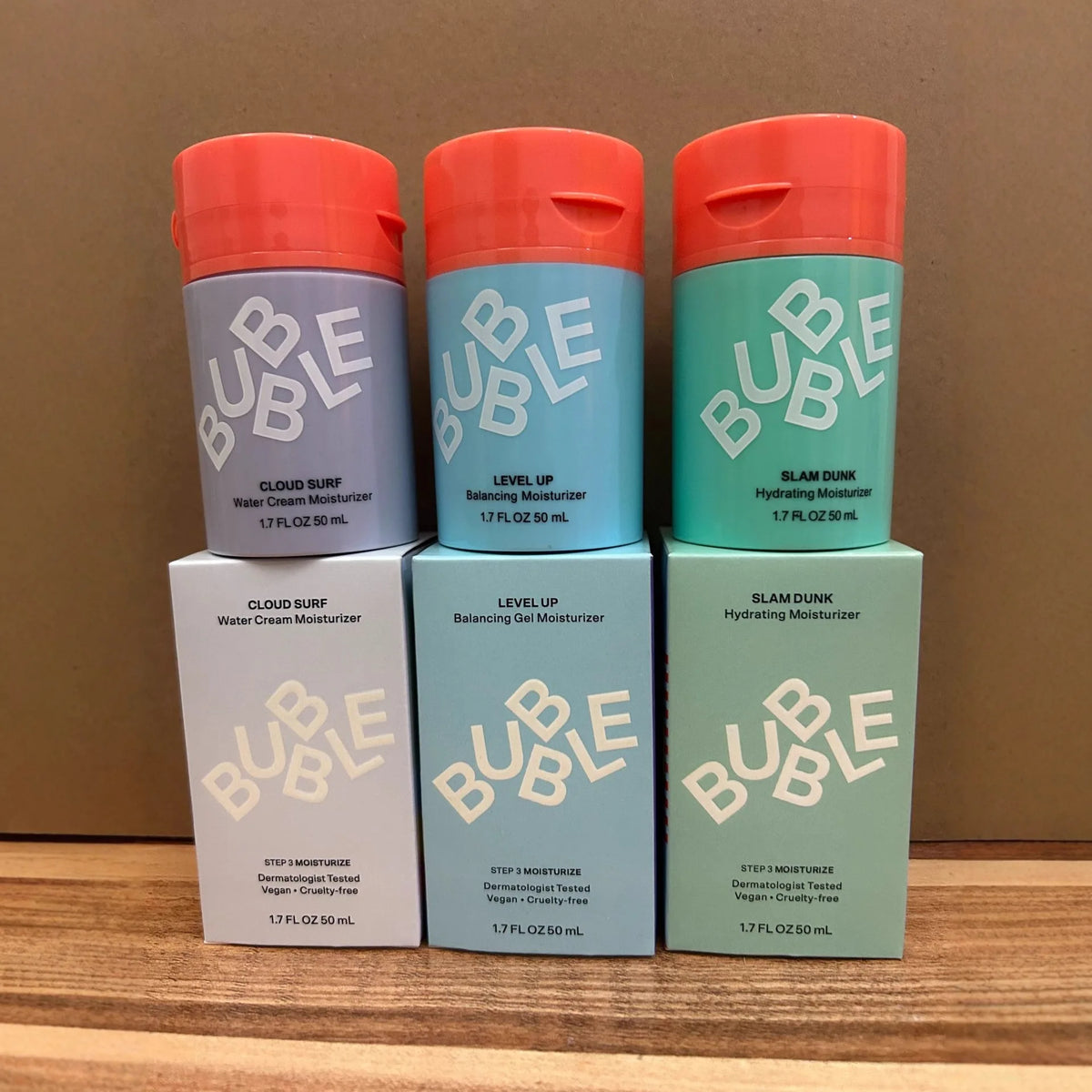 BUBBLE Hydrating Balancing Skincare Kit - For Daily Care - SLAM DUNK & LEVEL UP & CLOUD SURF Moisturizer, Balancing Mist Toner