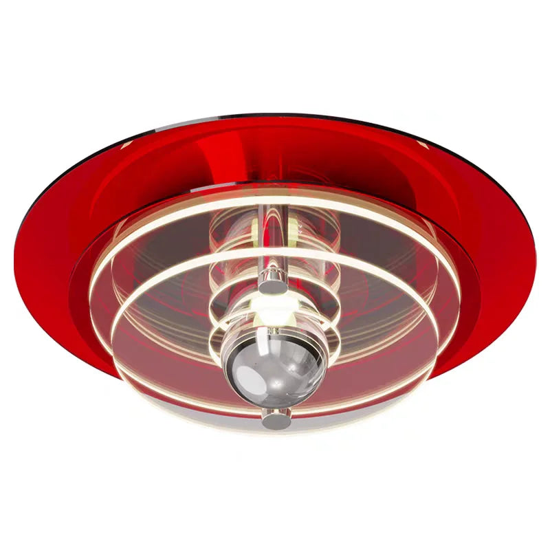 Red ceiling light fixture on a white background